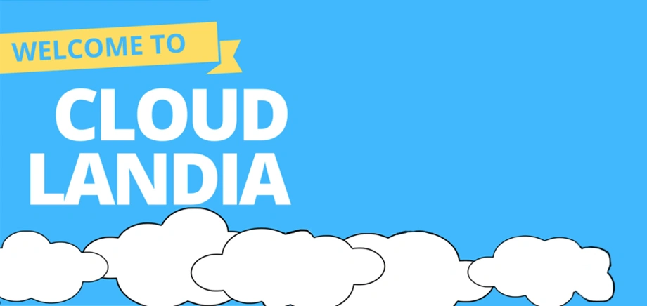 Promotional banner of the Welcome To Cloud Landia podcast.